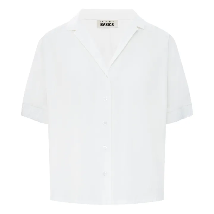 SMALLABLE BASICS Chemise Femme à Manches Courtes en Popeline Organique | Blanc cassé