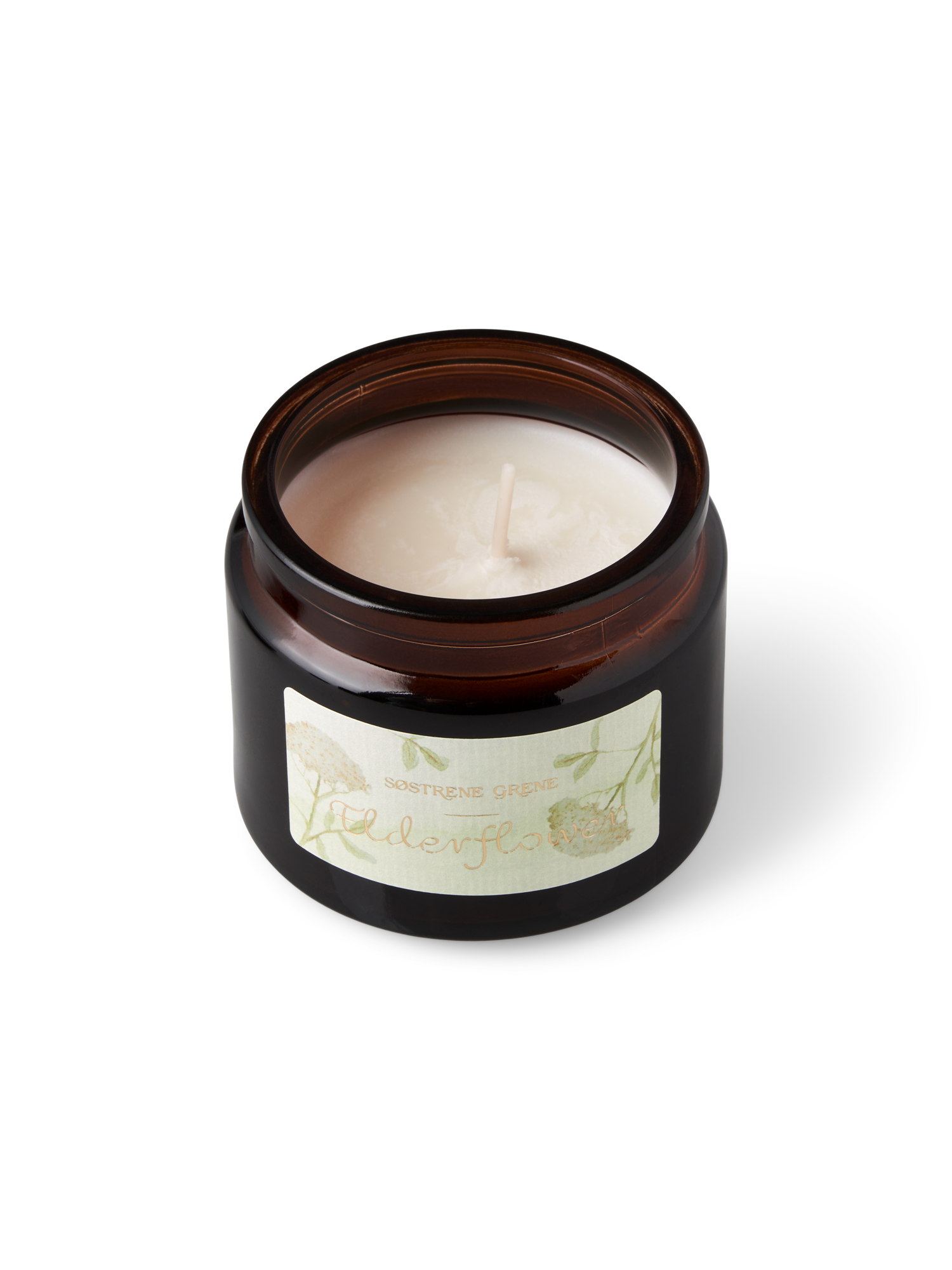 Duftlys Elderflower | Rapsvoks/duft/glas/bambus. 30 timer. | Brown