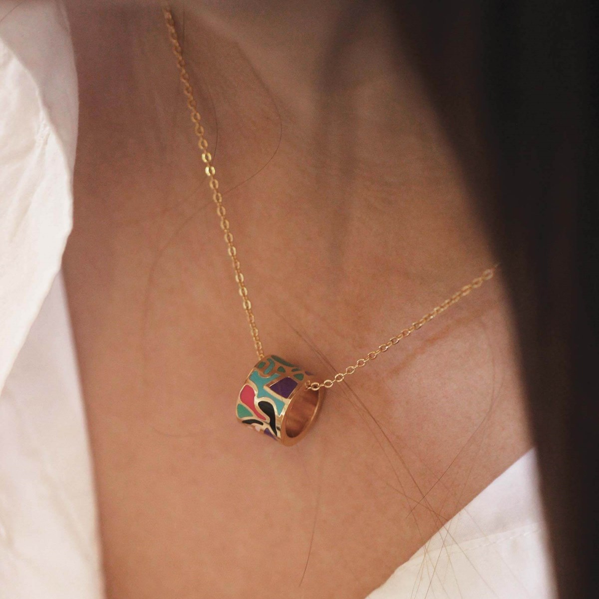 Collier Art J1 acier doré or