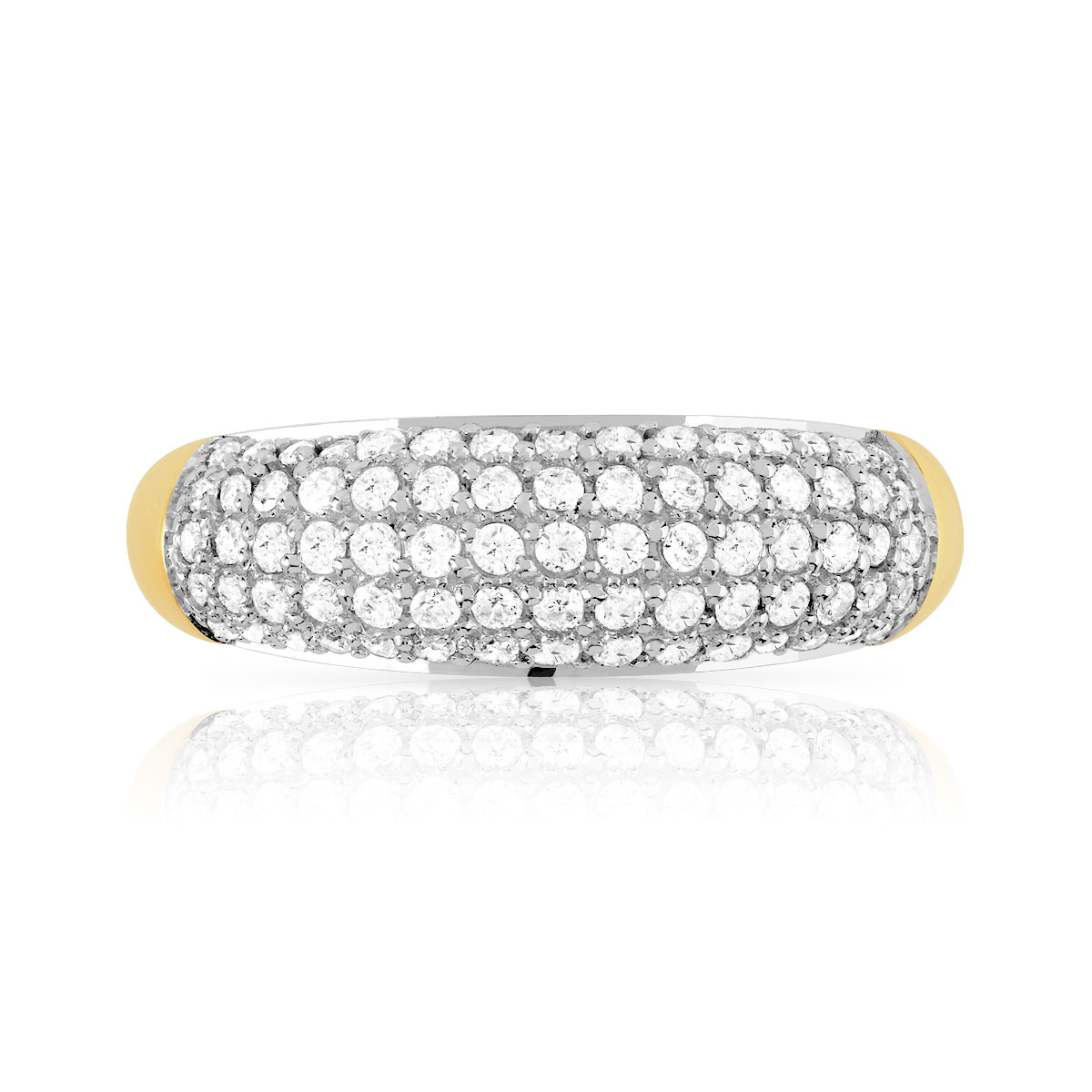 Bague or 375 2 tons bombée zirconias