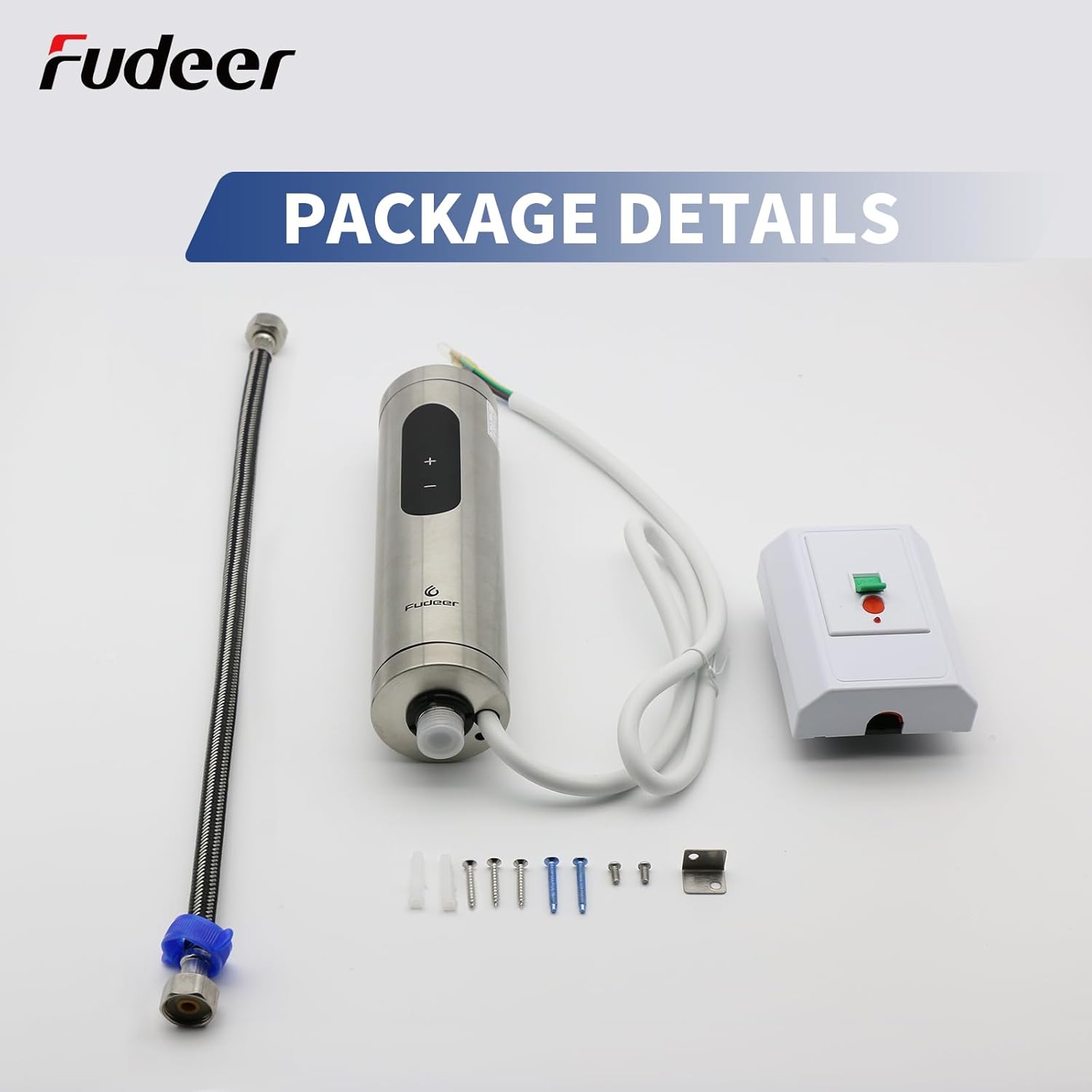 220V 5.5kW Elektrischer Durchlauferhitzer aus Edelstahl, Mini-Tankless-Wassererhitzer mit digitaler Anzeige für Küche/Bad, Unter-/Überbau, Temp. 30–45℃, energie-/platzsparend (silber)