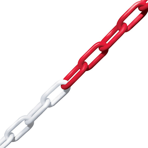 Chaine polyéthylène usage courant diamètre 8 mm x 5 m rouge et blanc