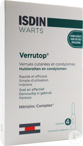 Isdin Warts Verrutop Traitement Des Verrues Ampoules 4x0,1ml