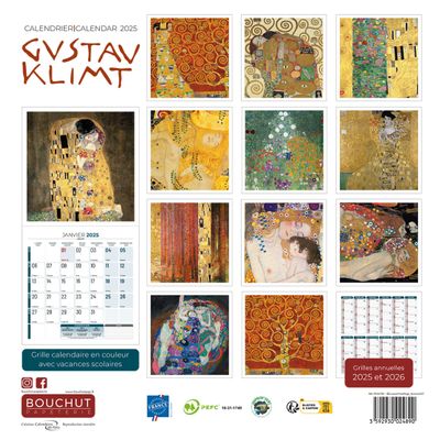 Calendrier illustré BOUCHUT 30 x 30 cm KLIMT 70 %