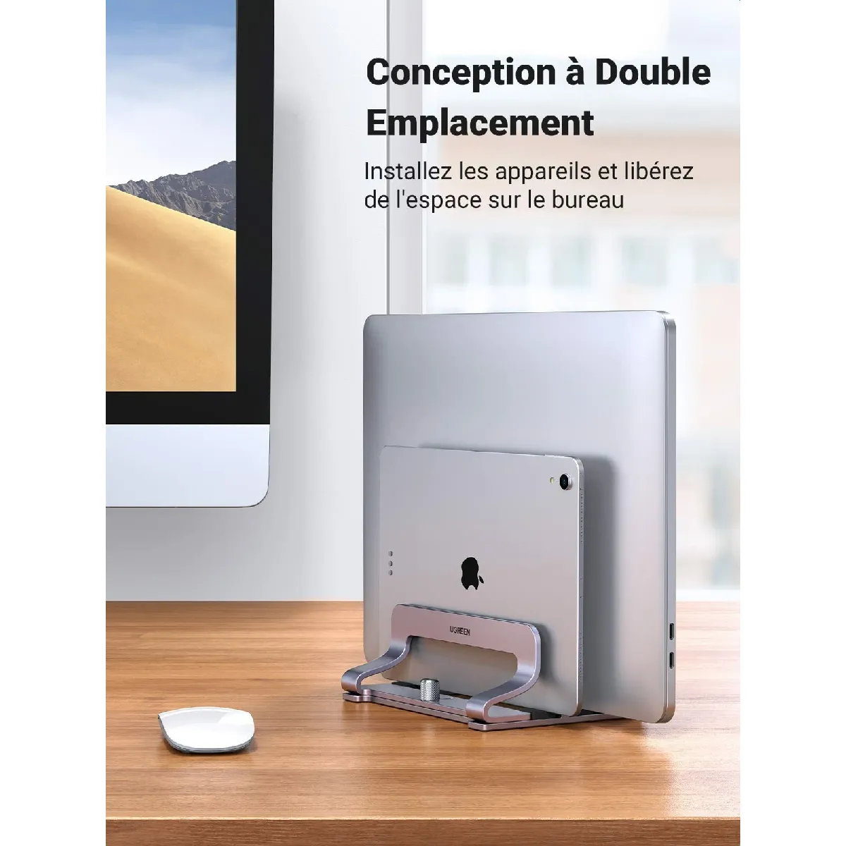 Ugreen Support Ordinateur Portable Vertical - Aluminium