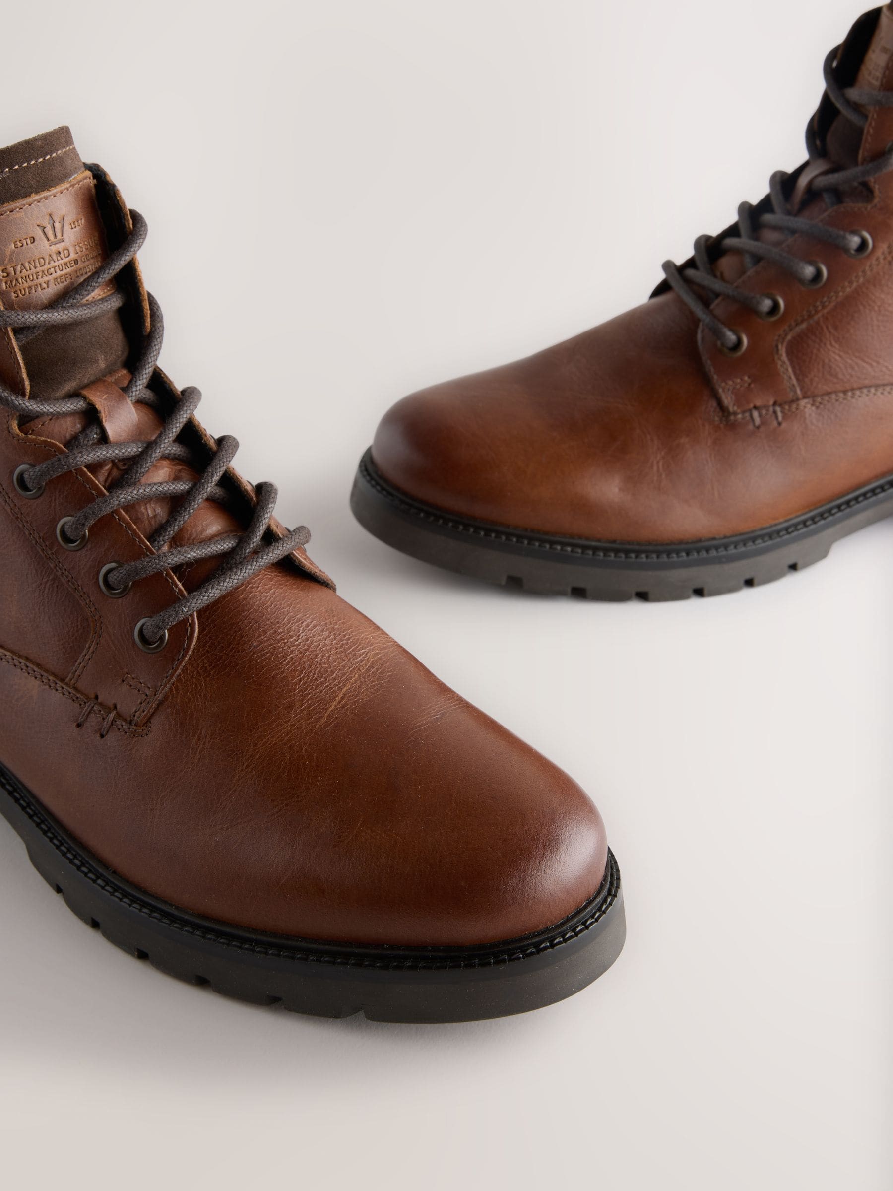 Lichtbruin - Leather Zip-Up Borg Lined Boots