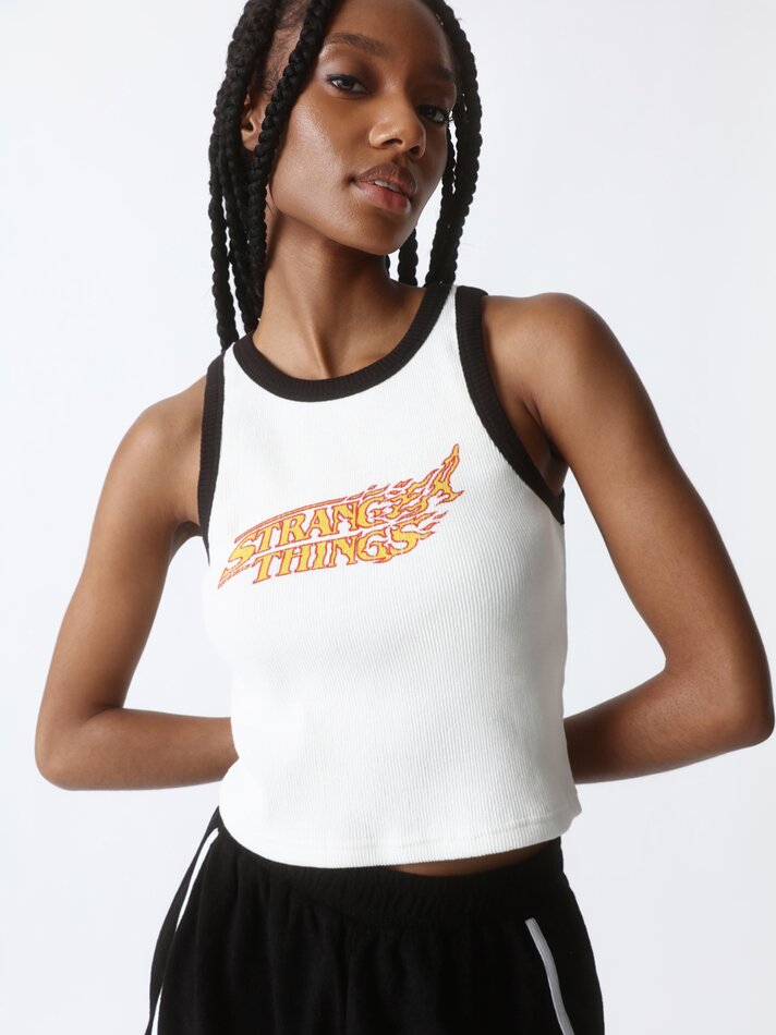 Camiseta canelada Stranger Things Netflix - Branca