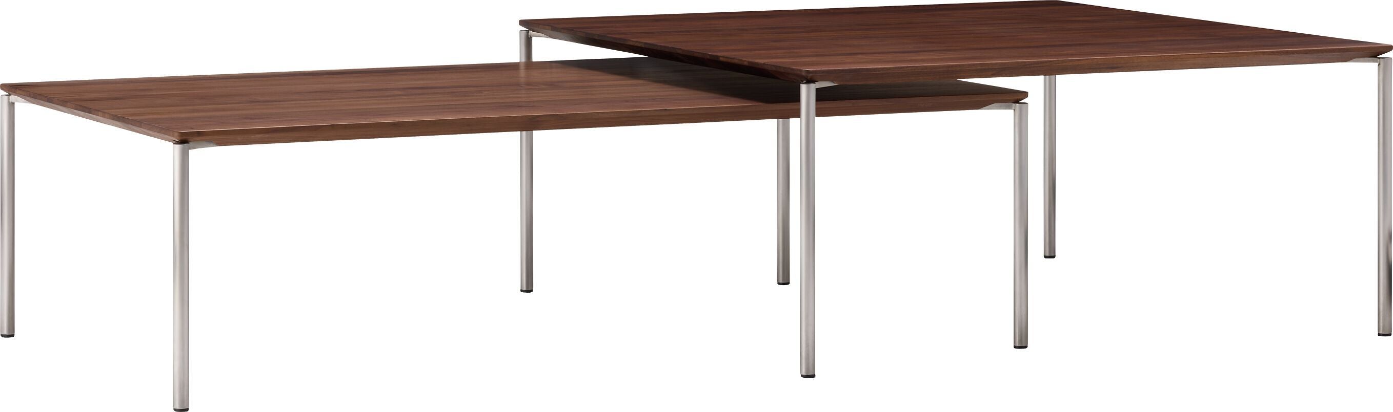 BAO Salontisch - Nussbaum massiv / Edelstahl / B: 120.0 cm x T: 70.0 cm x H: 35.0 cm