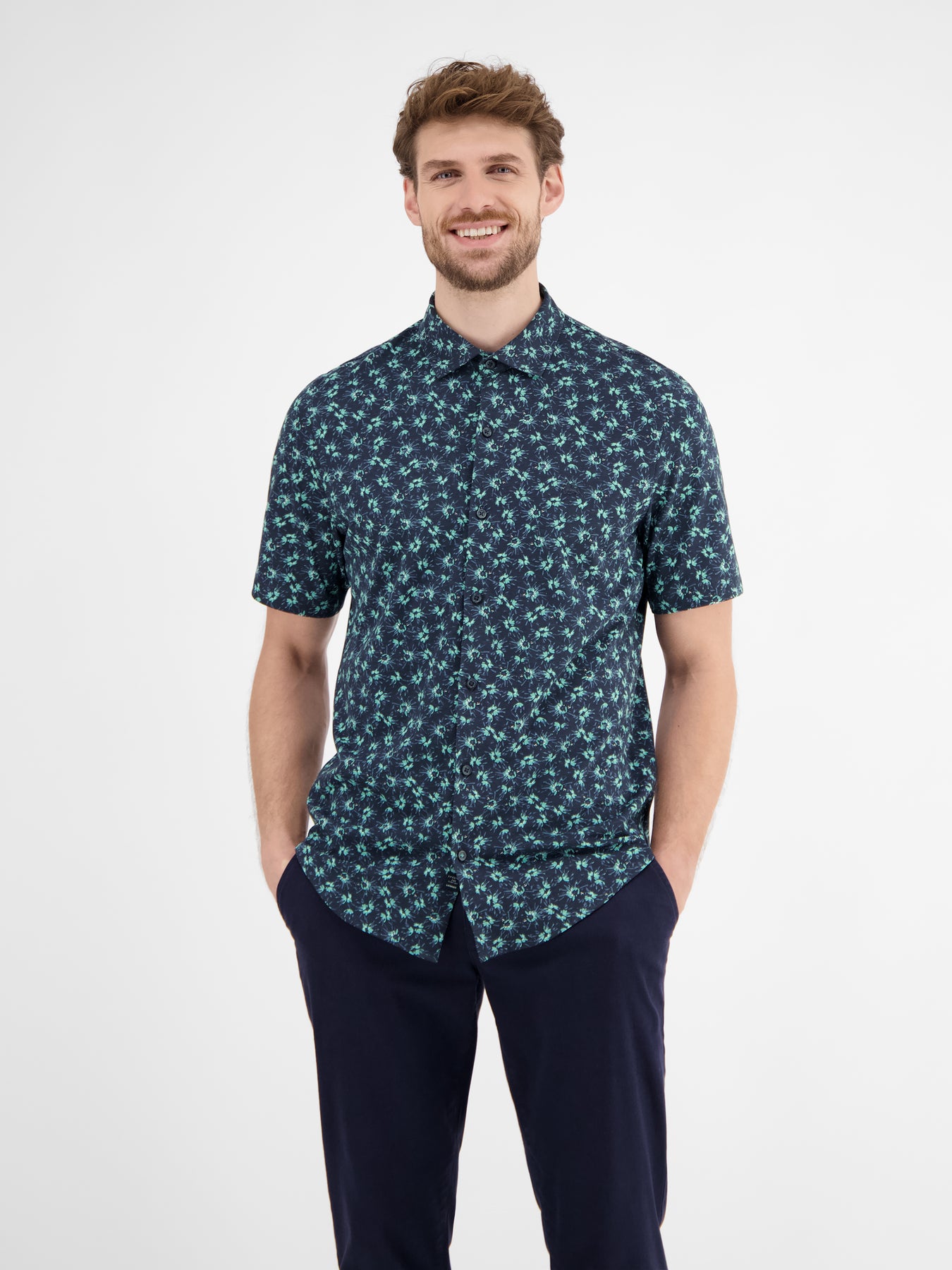 Herren Jerseyhemd, floral gemustert