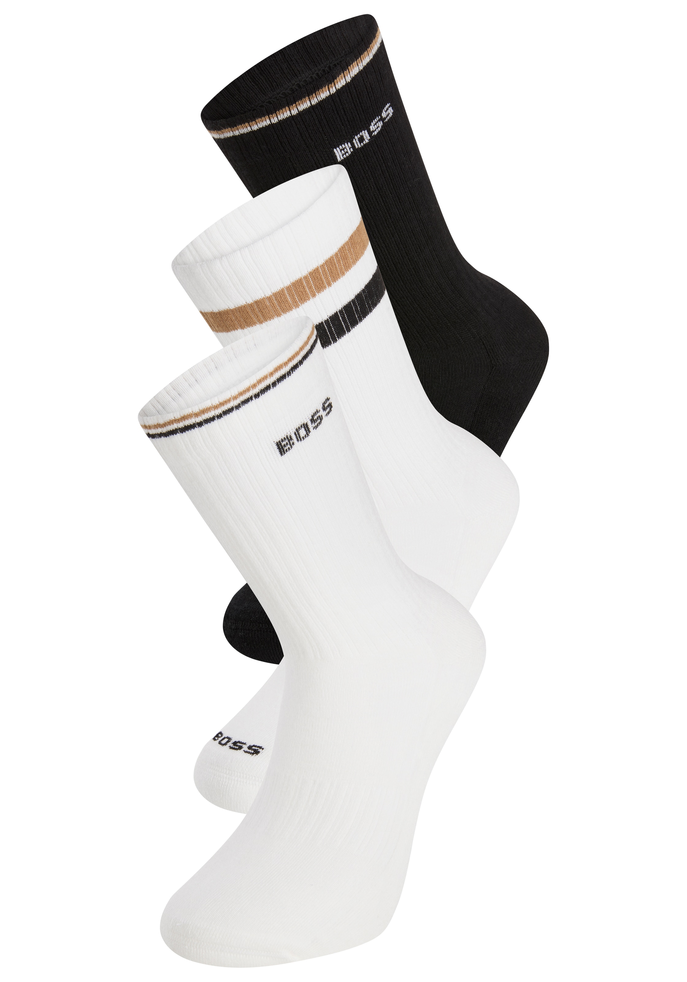 BOSS Socken »3P QS Rib Iconic VB« 3 Paar tlg. mit rippen und sportiven Streifen