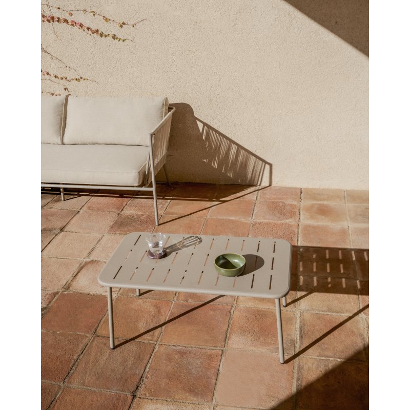 Table d’extérieur Zivia en acier galvanisé taupe 90 x 50 cm