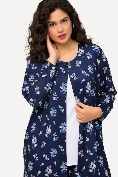 Jerseyjacke, Minimal-Blüten, Rundhals, Knopfverschluss, Langarm