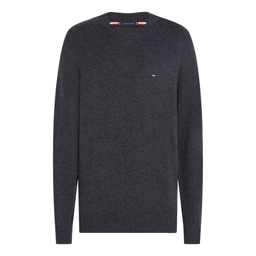 Tommy Hilfiger Lambswool Crew Neck Pullover, Dark Grey Heather, L