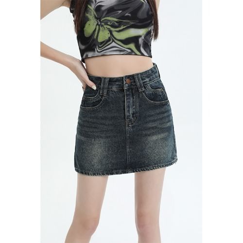 Yohana - Denim minirok met middelhoge taille