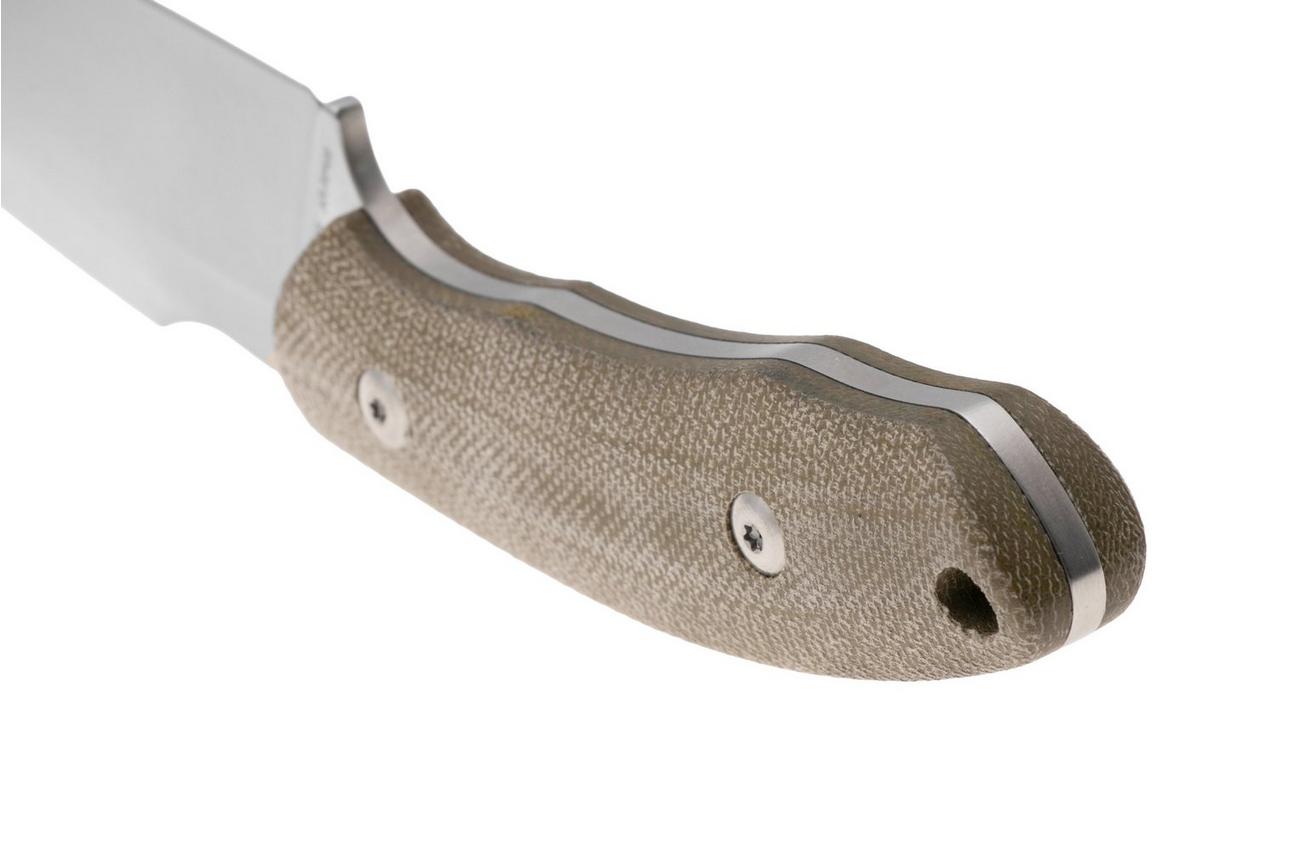 CJRB Mutt J1958-ODG Satin AR-RPM9, Green Micarta, vaststaand mes, Jonathan Shaw design