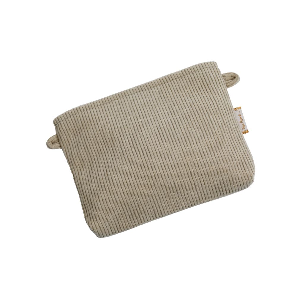 Mini Pochette Tissu Velours Côtelé Beige