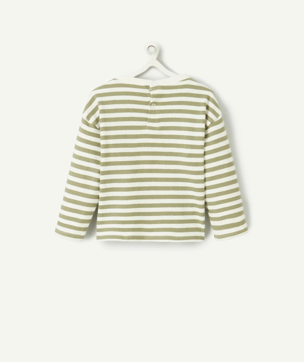 T-SHIRT BÉBÉ GARÇON EN COTON BIO IMPRIMÉ À RAYURES AVEC PATCH TORTUE