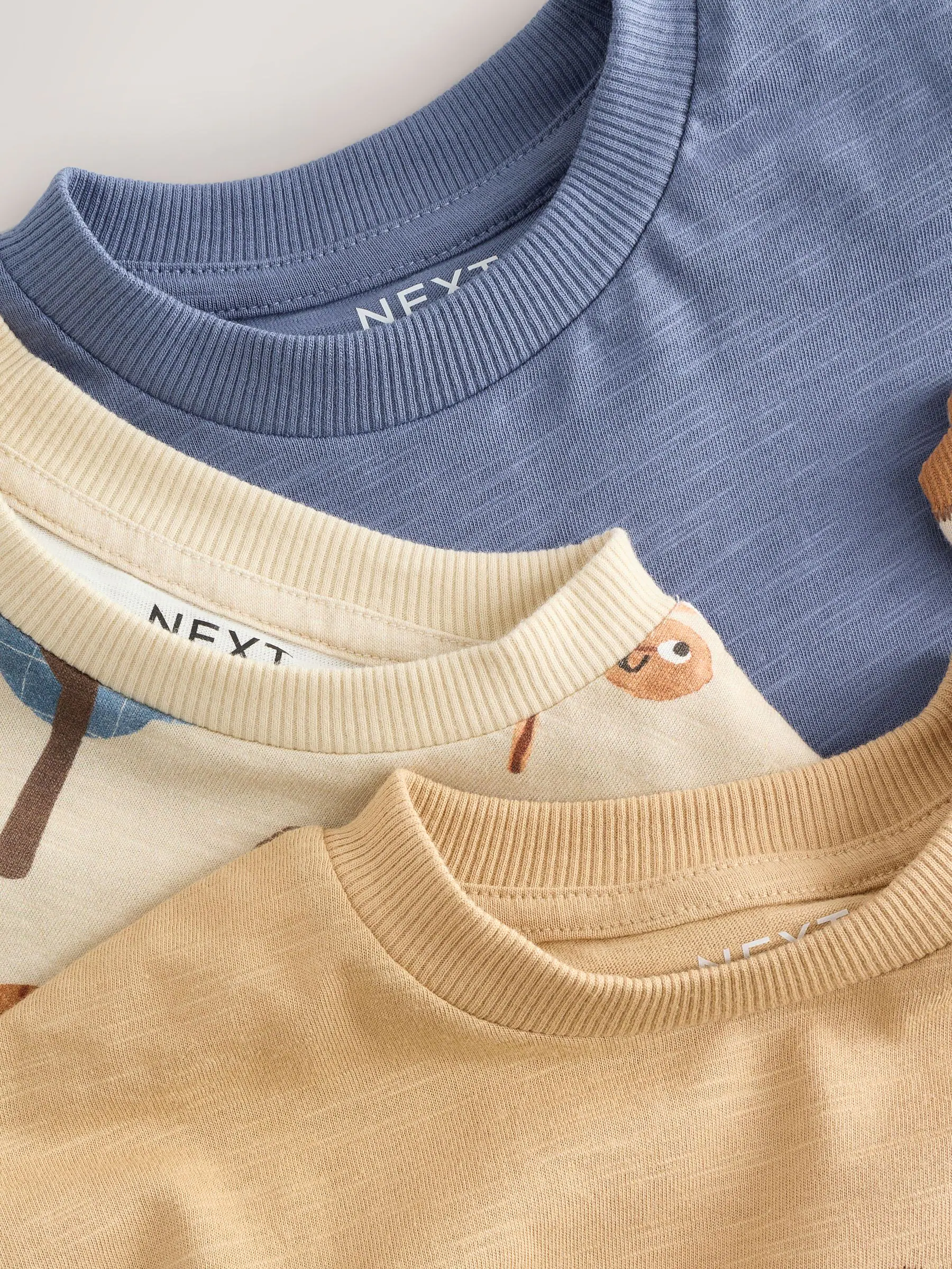 Blauw Woodland - Set van 3 T-shirts met lange mouwen en applicatie (3mnd-7jr)