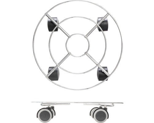 Wagner plantenroller met vloerbeschermende zachte wielen, chroomstaal, Ø 30 cm, max. draagvermogen 60 kg