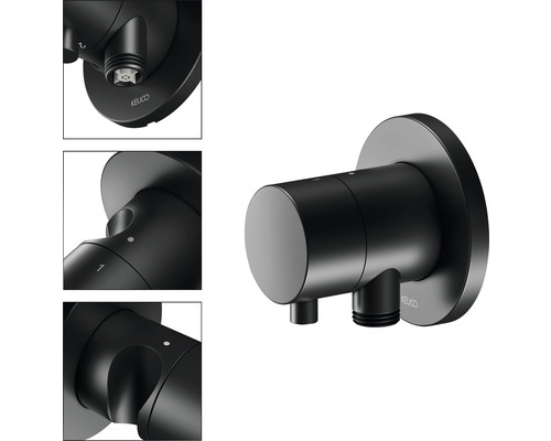 Omstelkraan met slangaansluiting en douchehouder KEUCO IXMO 1/2 inch zwart mat 59556371201