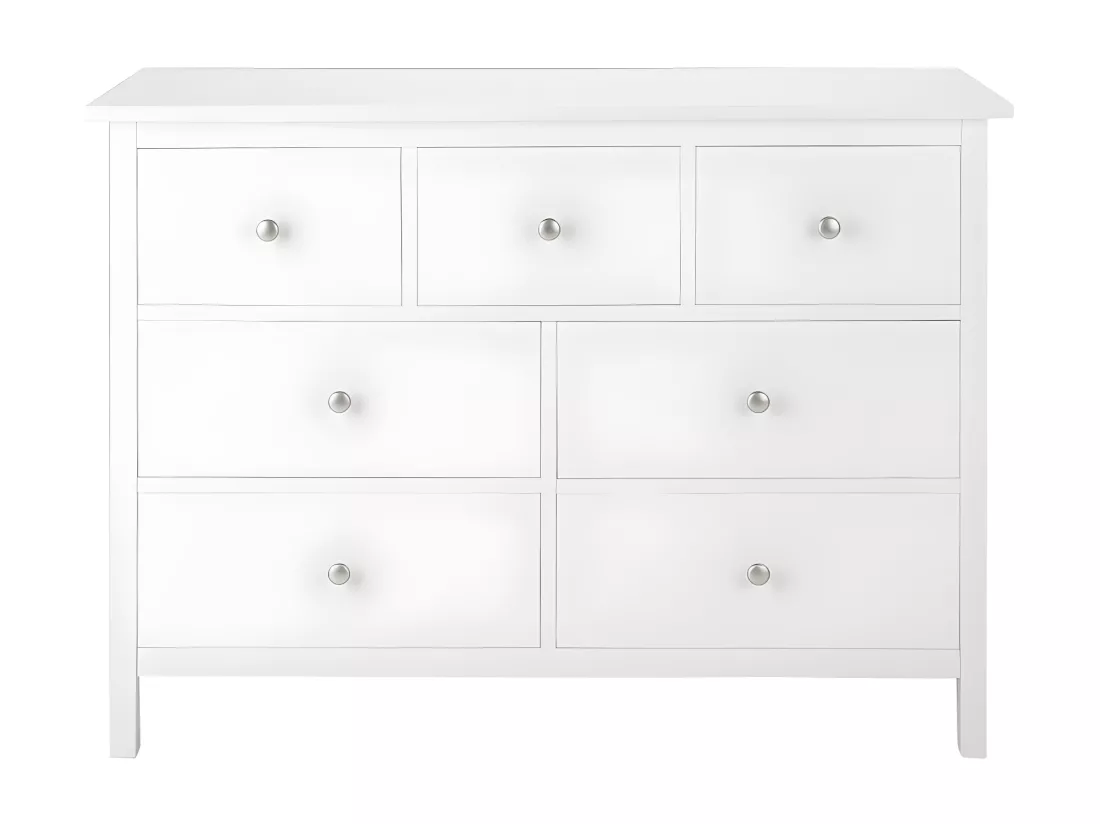 Commode ALBANE - 7 tiroirs - Pin blanc