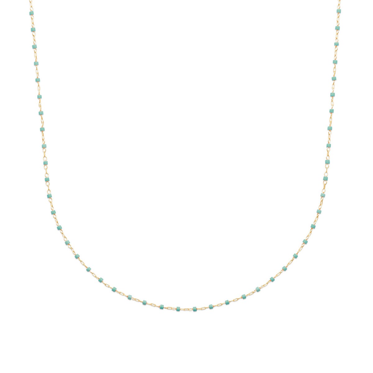 Collier Brillaxis perles de Miyuki turquoiseplaqué or 750/1000