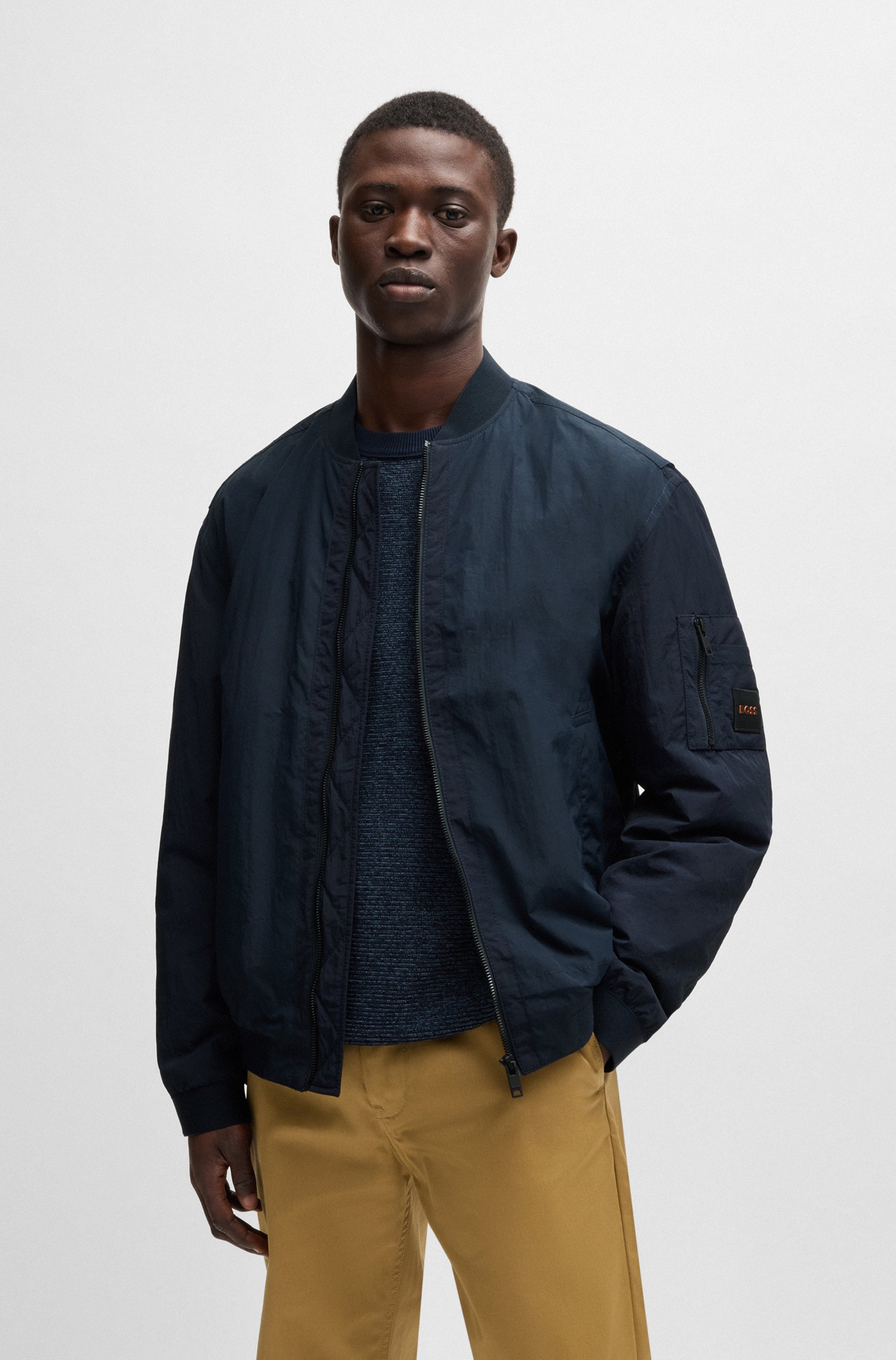 BOSS ORANGE Blouson »Olmec« mit Flachstrickkragen