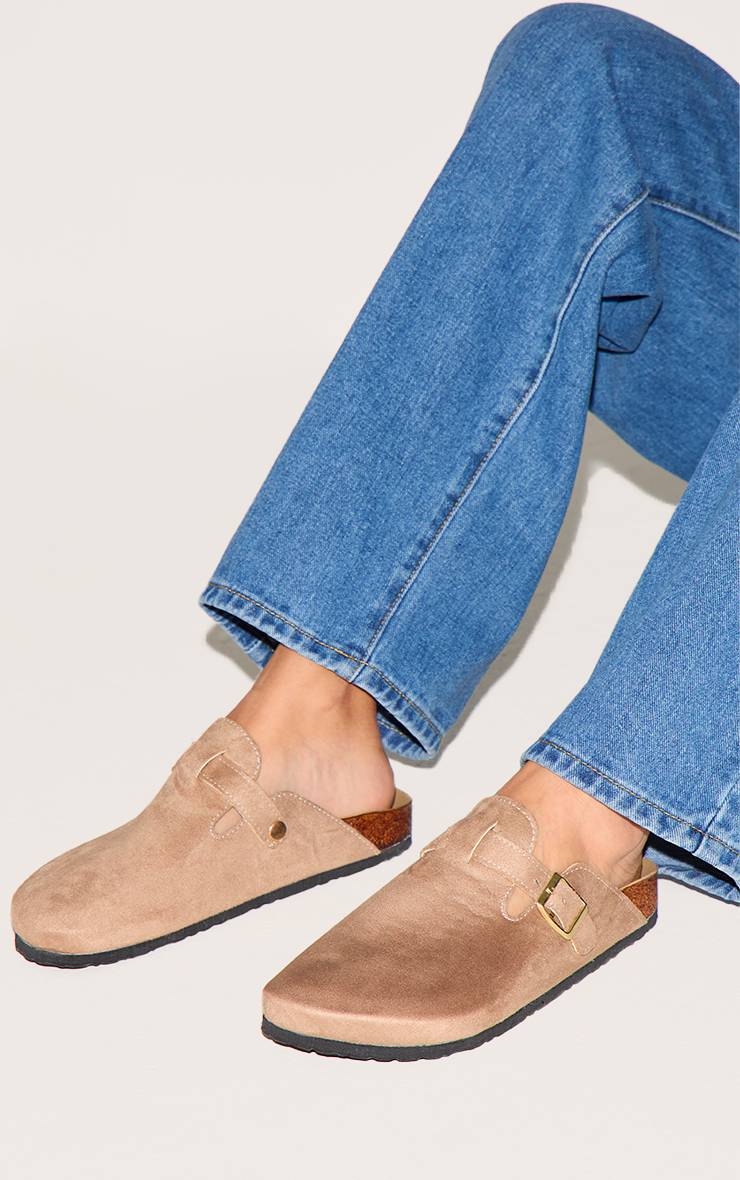 Beige Sabots Mules À Boucle En Synthétique