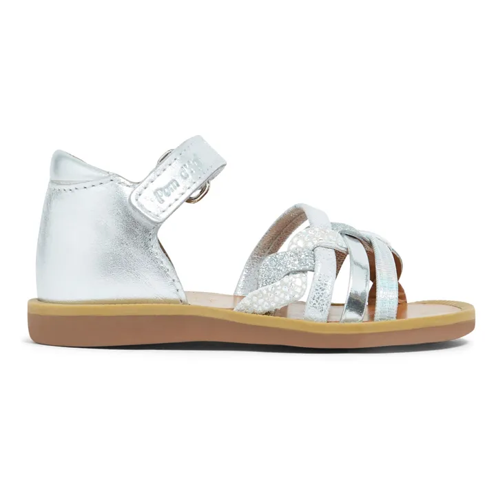 Pom d'Api Sandales Poppy Tresse | Argenté