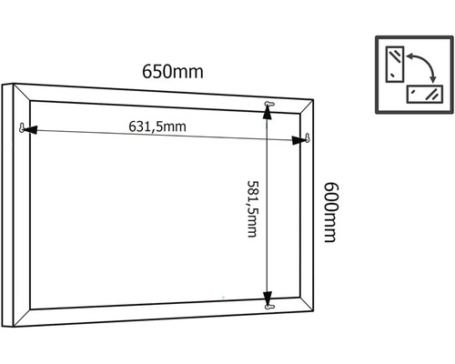 Badkamerspiegel Cordia BRW LINE 65 x 60 zilver