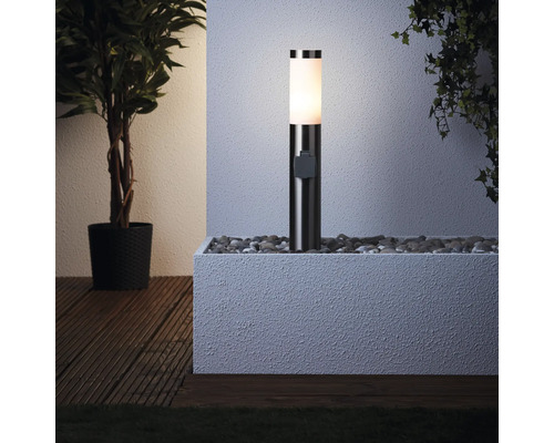 Buitensokkellamp met fitting, 1-lichts, H 46 cm, Chorus roestvrij staal/satijn finish