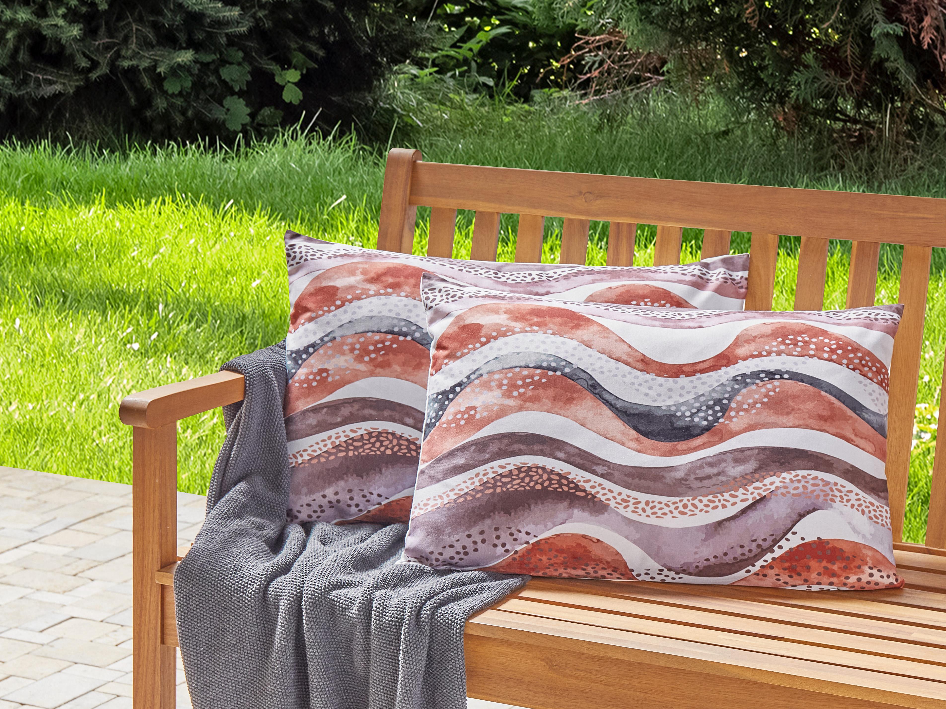 Set van 2 tuinkussens SEBORGA abstract patroon 40 x 60 cm Bruin