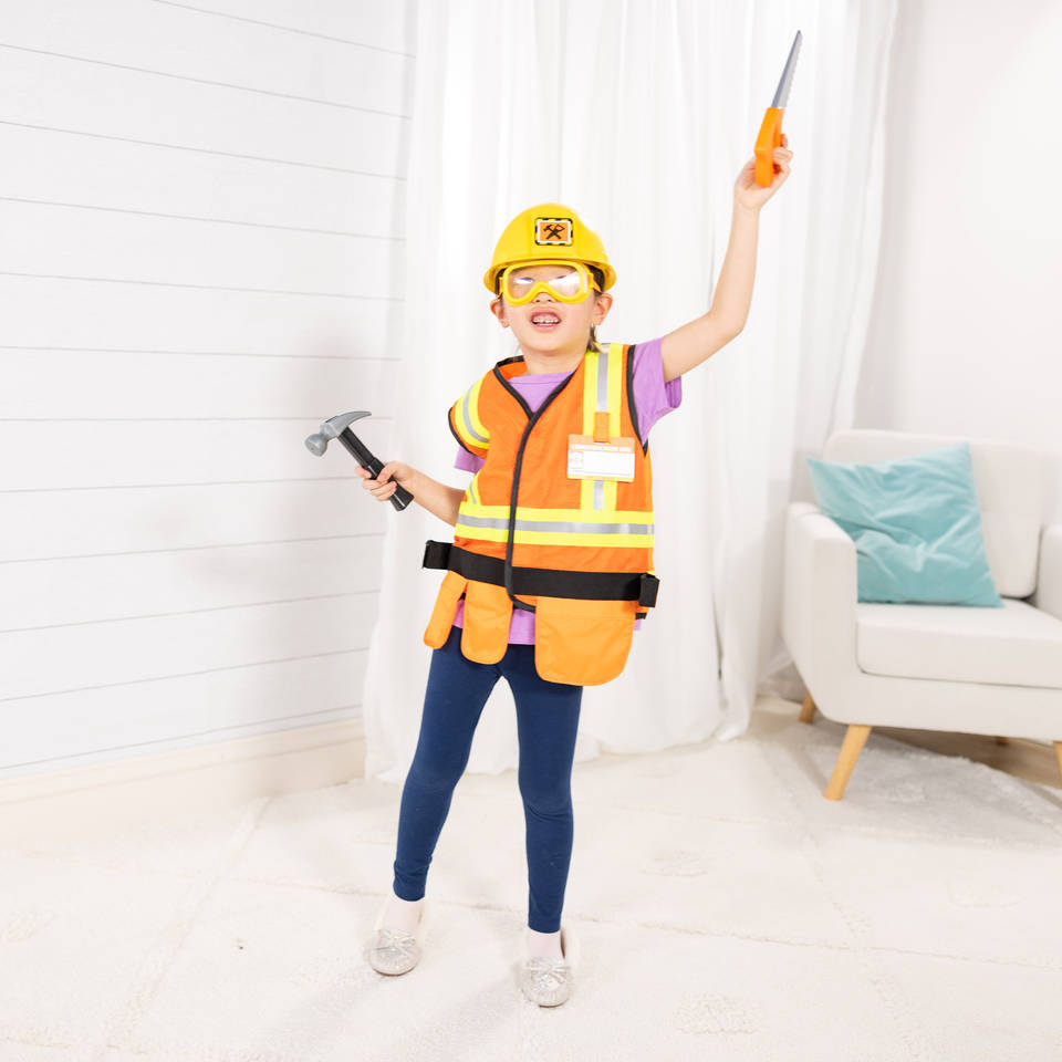 Melissa & Doug verkleedset bouwvakker inclusief helm en gereedschap