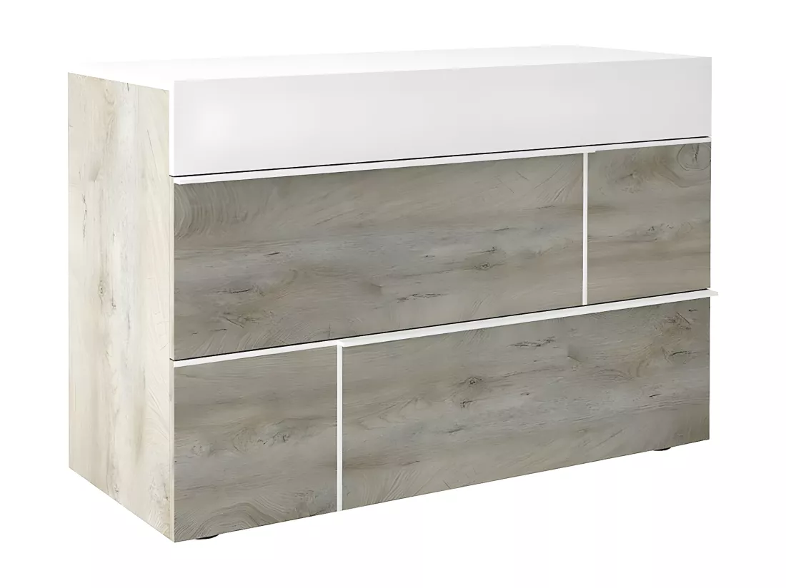 NINO LIGHT - Lit 180x200cm avec Leds et Chevets à Poser + Commode