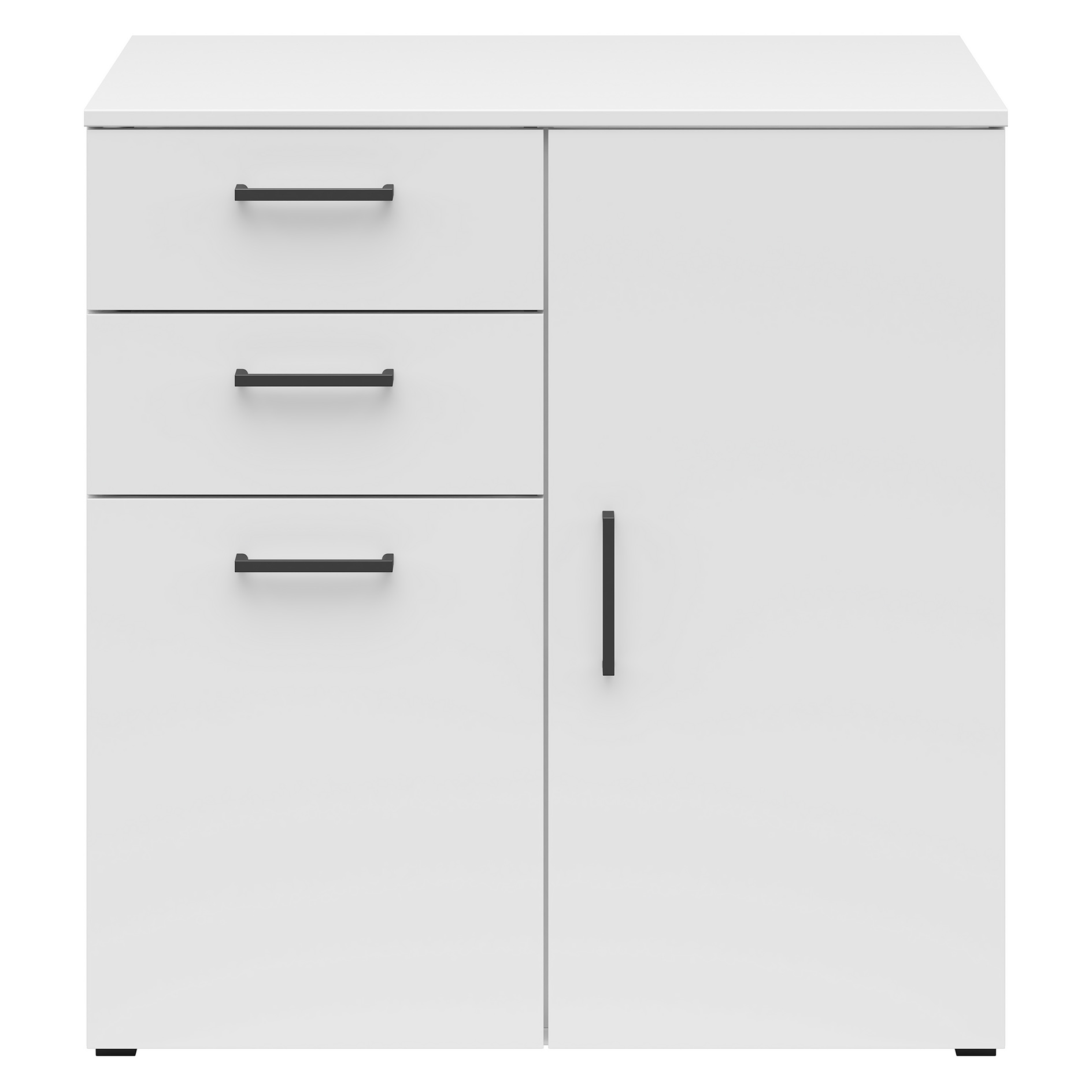 Kommode - weiß - 2 Türen - 2 Schubkästen - XL-Tiefe - 80 cm breit