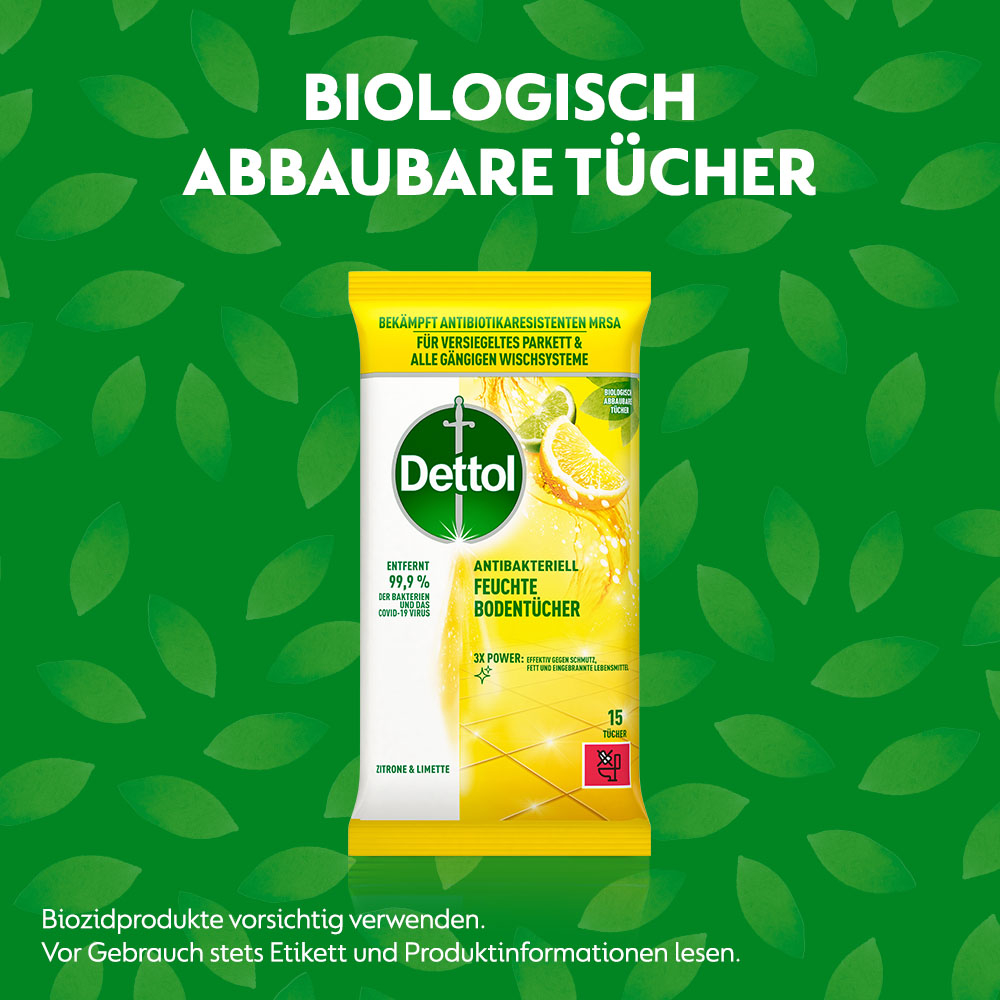 (1 Pack à 15 Stk.) Feuchte Boden Tücher Einweg Feuchttücher (3193947) - Zitrone & Limette