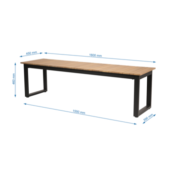 Wakefield tuinbank Cannes light teak look metaal