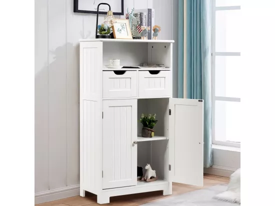 Meuble de rangement de salle de bain, Armoire Rangement de Toilette, Commode blanche de toilette/chambre 60 x 30 x 109 cm