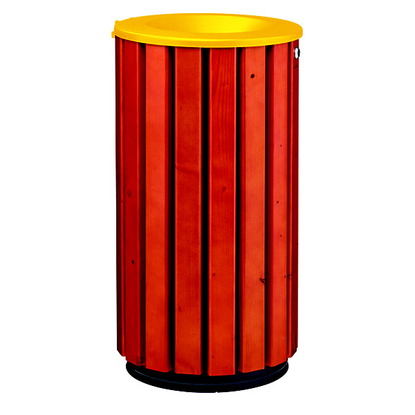 Corbeille à poser ou à fixer zeno access - 80l - lattes bois / avec couvercle entonnoir jaune colza