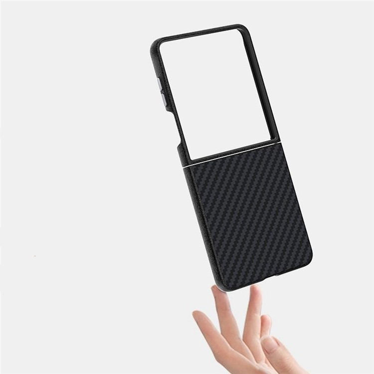 Samsung Galaxy Z Flip7 Hardcase Hülle im Carbon Leder Look - Schwarz