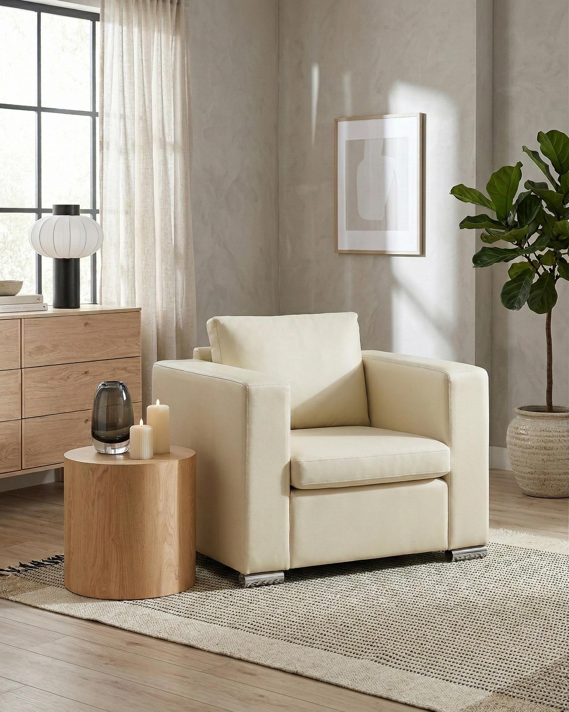 Fauteuil HELSINKI Leer Lichtbeige