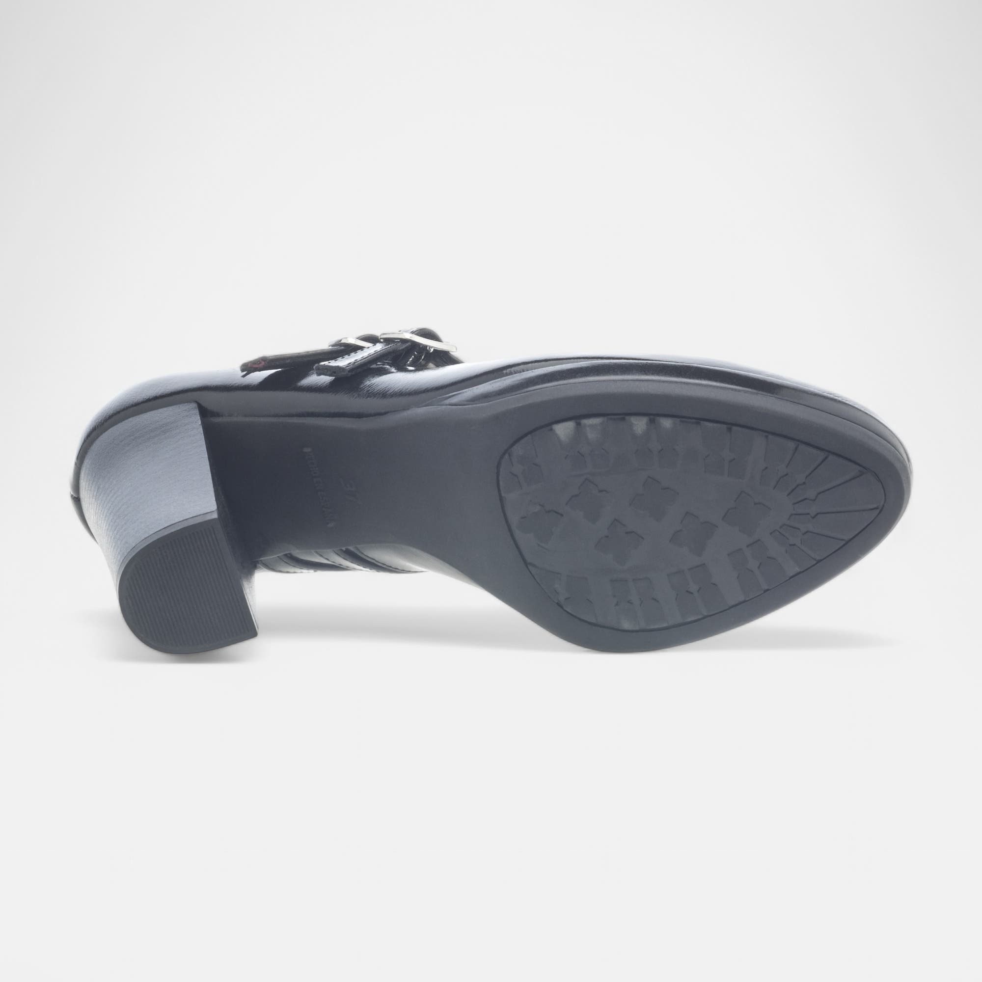 Babies à talon Femme en cuir noir vernis