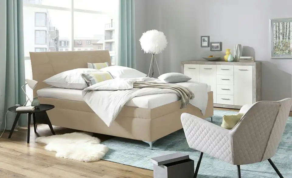 Polsterbett Lauren Beige 120 cm