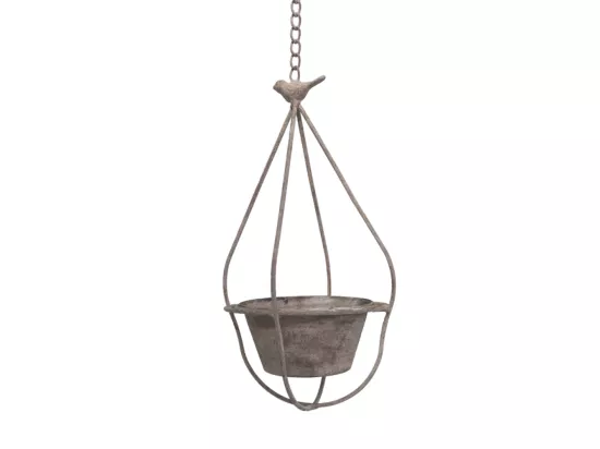 Mangeoire à oiseaux abreuvoir jardin extérieur métal gris 17x31cm