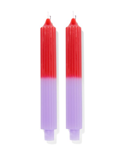 2 bougies dintérieur nervurées Ø3.5x25 lilas/terracotta