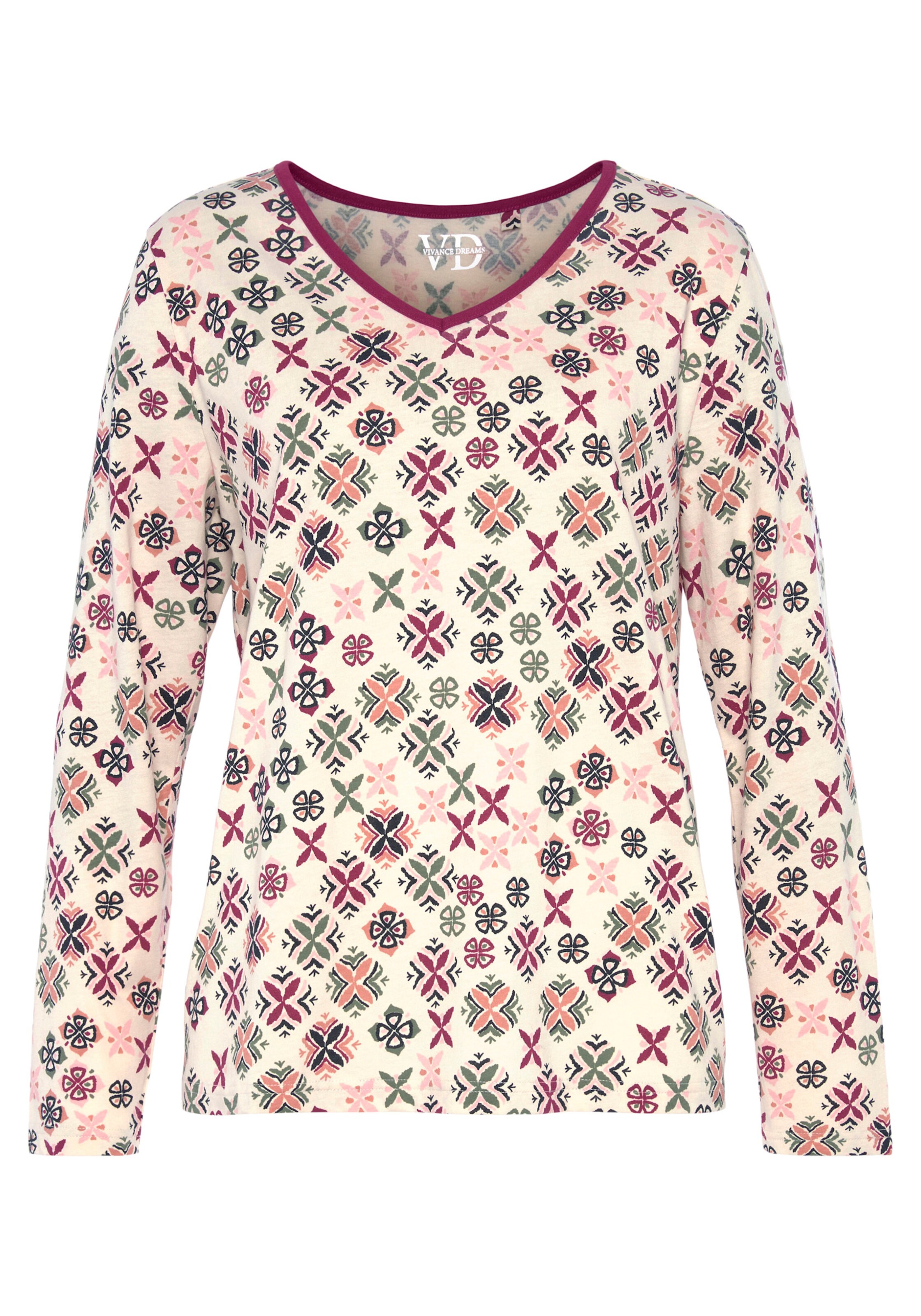 Vivance Dreams Pyjama in burgunder-gemustert