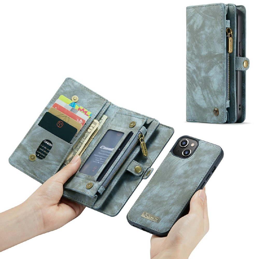 iPhone 13 2in1 Leder Tasche   Magnet Hardcase Karten Etui - Blau