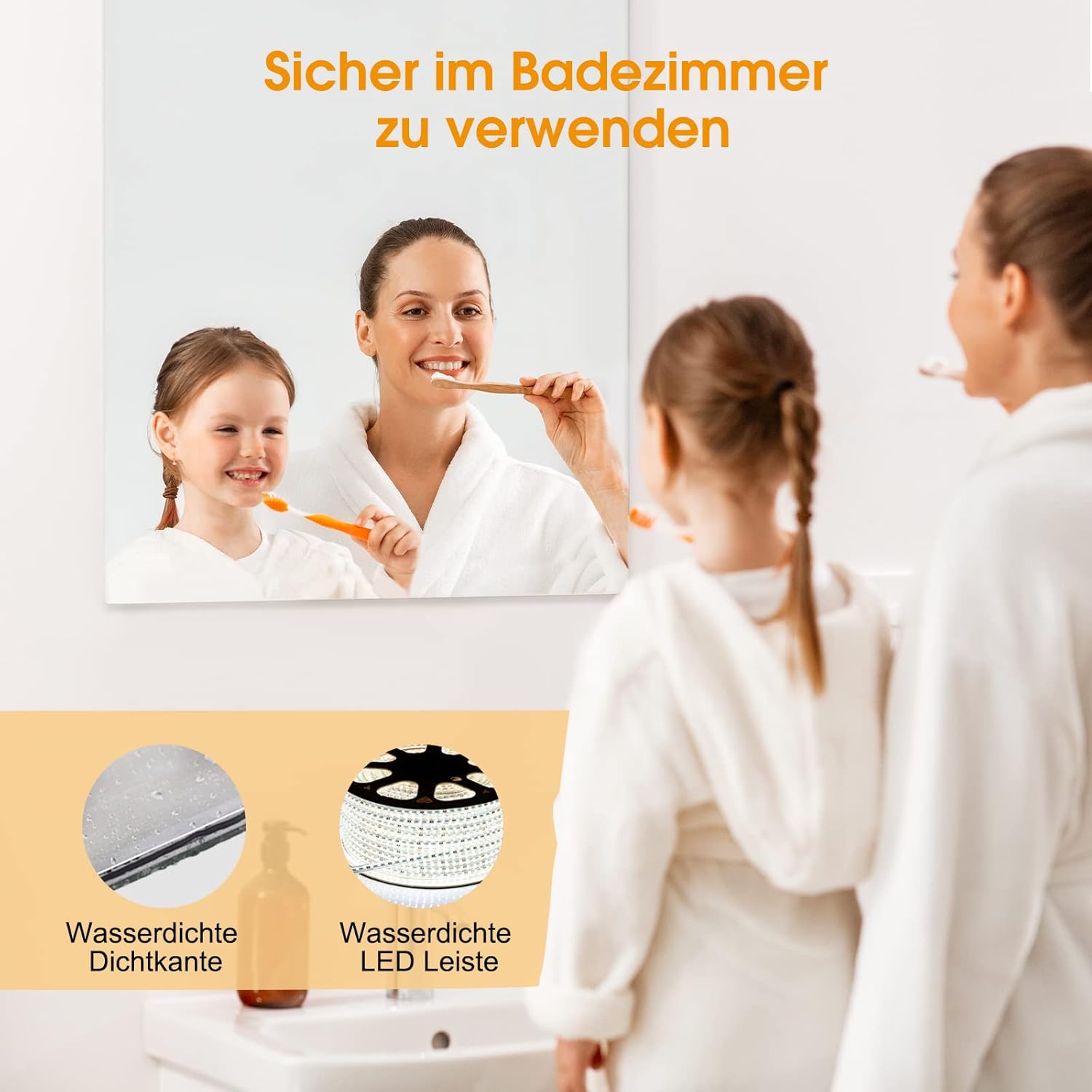 byecold Infrarotheizung Spiegel 450W Wandmontage mit LED(80x60cm), Spiegelheizung Elektrisch Infrarot, Badspiegel Elektroheizung, Badezimmerspiegel beschlagfrei mit Überhitzungsschutz Heizplatte