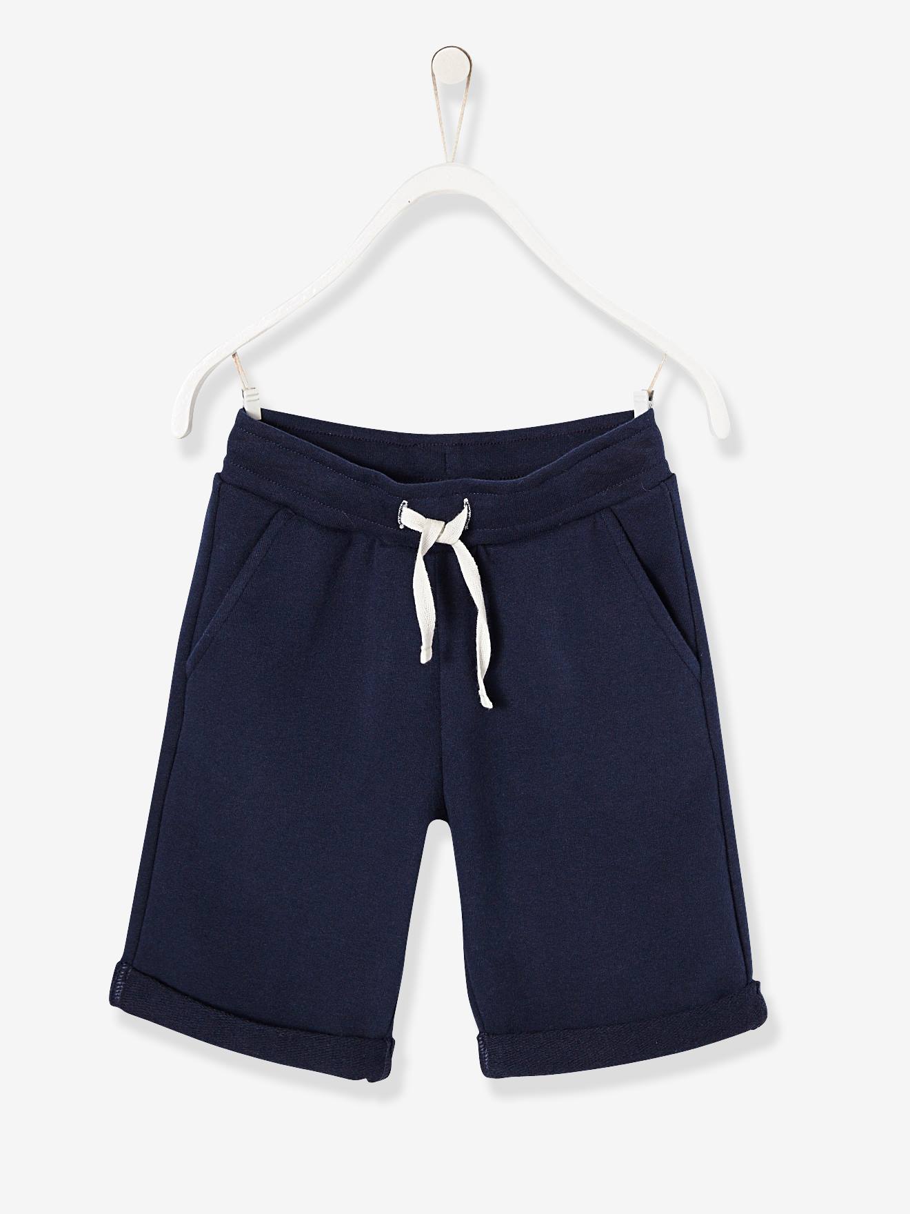 Bermuda infantil lisa de lã azul-escura