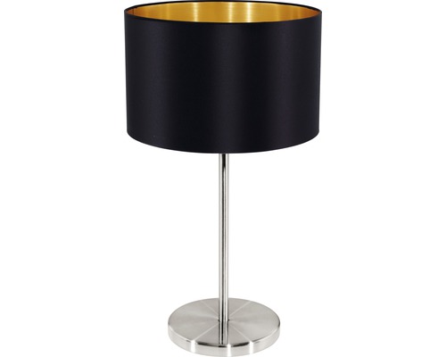 Tafellamp, 1-lichts, H 42 cm, Maserlo bruin/nikkel/mat/zwart